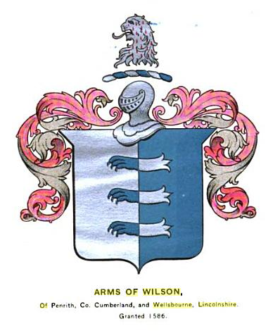 Arms of Wilson, of Penrith and Wellsbourne, granted 1586